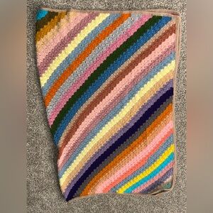Handmade Crocheted Vintage Throw Colorful Close Knit 64”x50” Granny Blanket‎